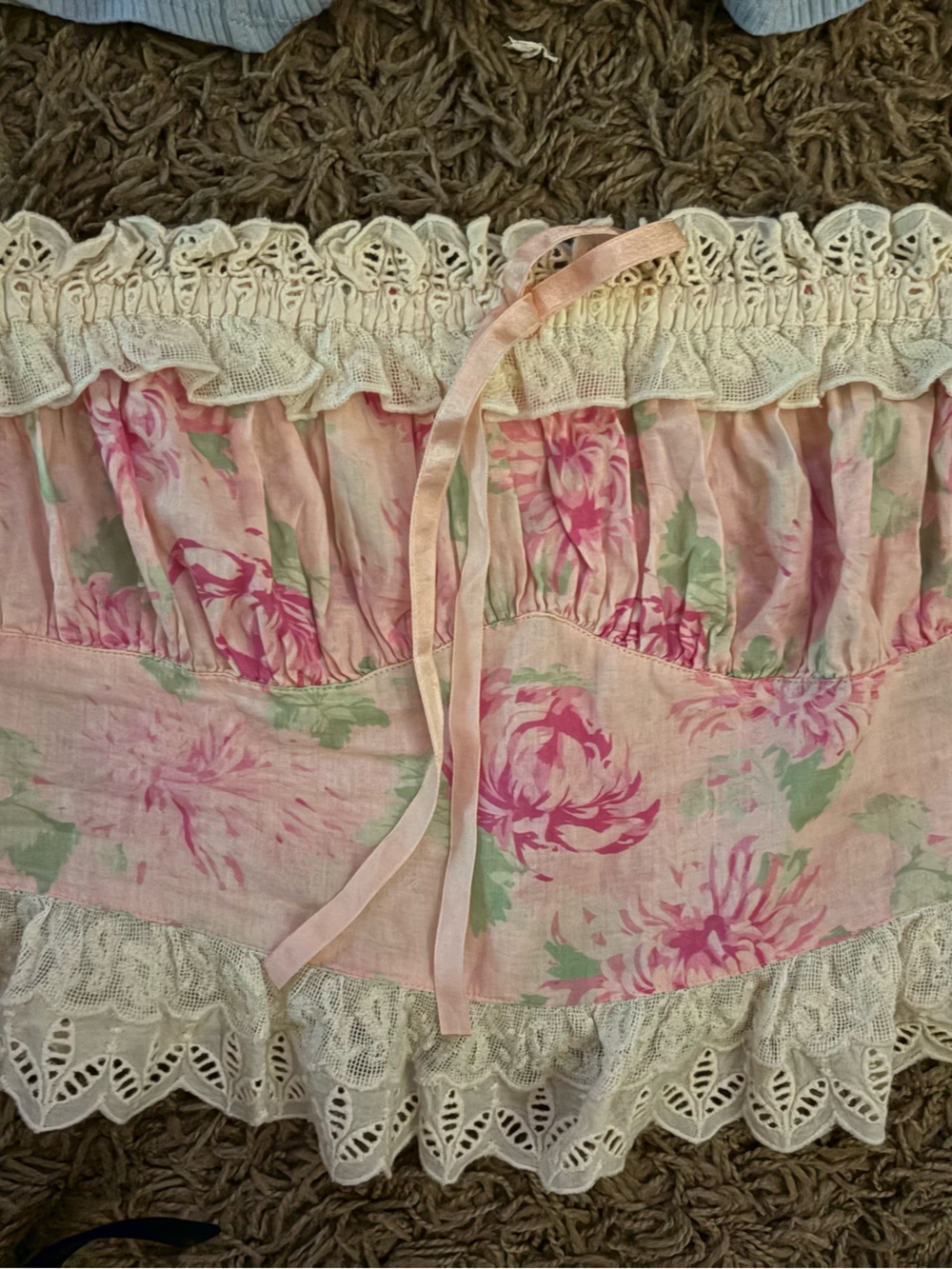 Free People Pink Floral Lace-Trim Tube Top